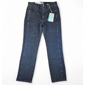 DL1961 Patti Straight Black Jeans High Rise Eclipse Paneled 31" Inseam Size 24